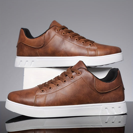 Men's Stylish Brown Sneakers - Casual & Sporty Lace-Up Shoes with Durable PVC Sole, Comfortable Fabric Lining for Casual Attire, Fitness Training, and Gym - Low-Top Design, Gym Footwear | Casual Fitness Shoes | Upper