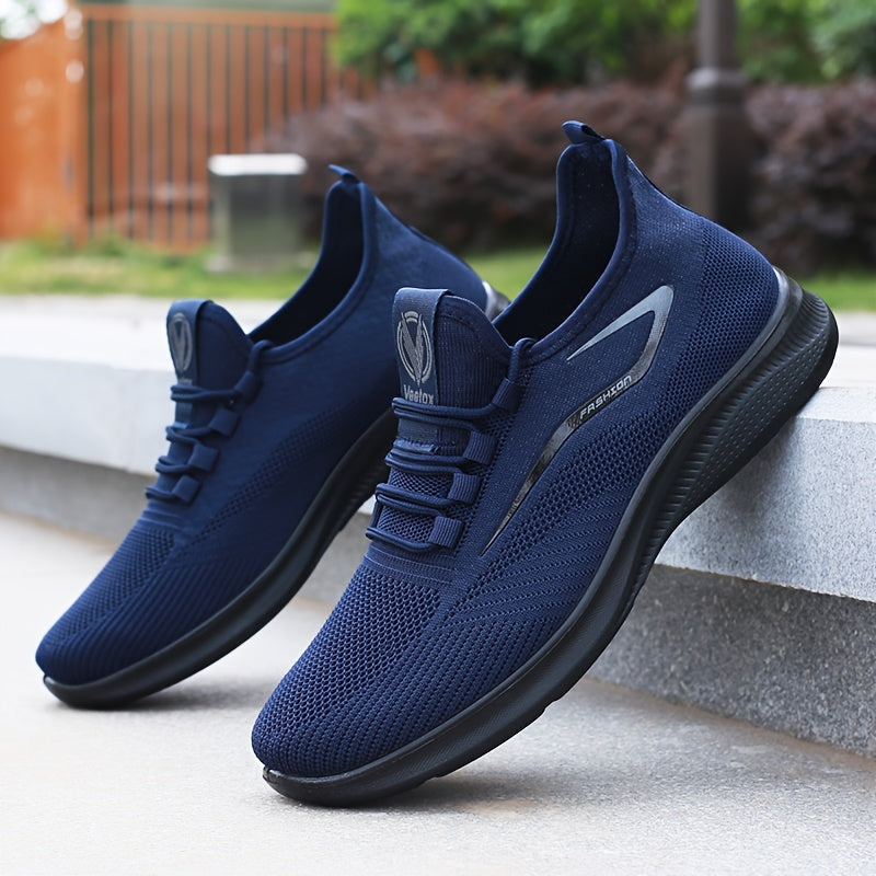 Men'S Breathable Knit Running Shoes - Lightweight, Non-Slip Sneakers for Gym, Basketball & Outdoor Adventures - Black with White Accents, Lace-Up Design, Perfect for Sports Enthusiasts, Gym Shoes, Sleek Sporty Look, Comfortab