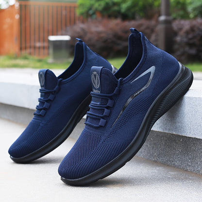 Men'S Breathable Knit Running Shoes - Lightweight, Non-Slip Sneakers for Gym, Basketball & Outdoor Adventures - Black with White Accents, Lace-Up Design, Perfect for Sports Enthusiasts, Gym Shoes, Sleek Sporty Look, Comfortab