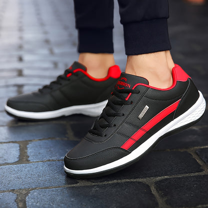 Men's Sporty Casual Sneakers - Durable PU Upper & Slip-Resistant MD Sole, Breathable Fabric Lining, Low-Top Lace-Up Design for Hiking, Running, Daily Wear - All-Season Comfortable Outdoor & Casual Shoes, Sleek Shoe Design, Se