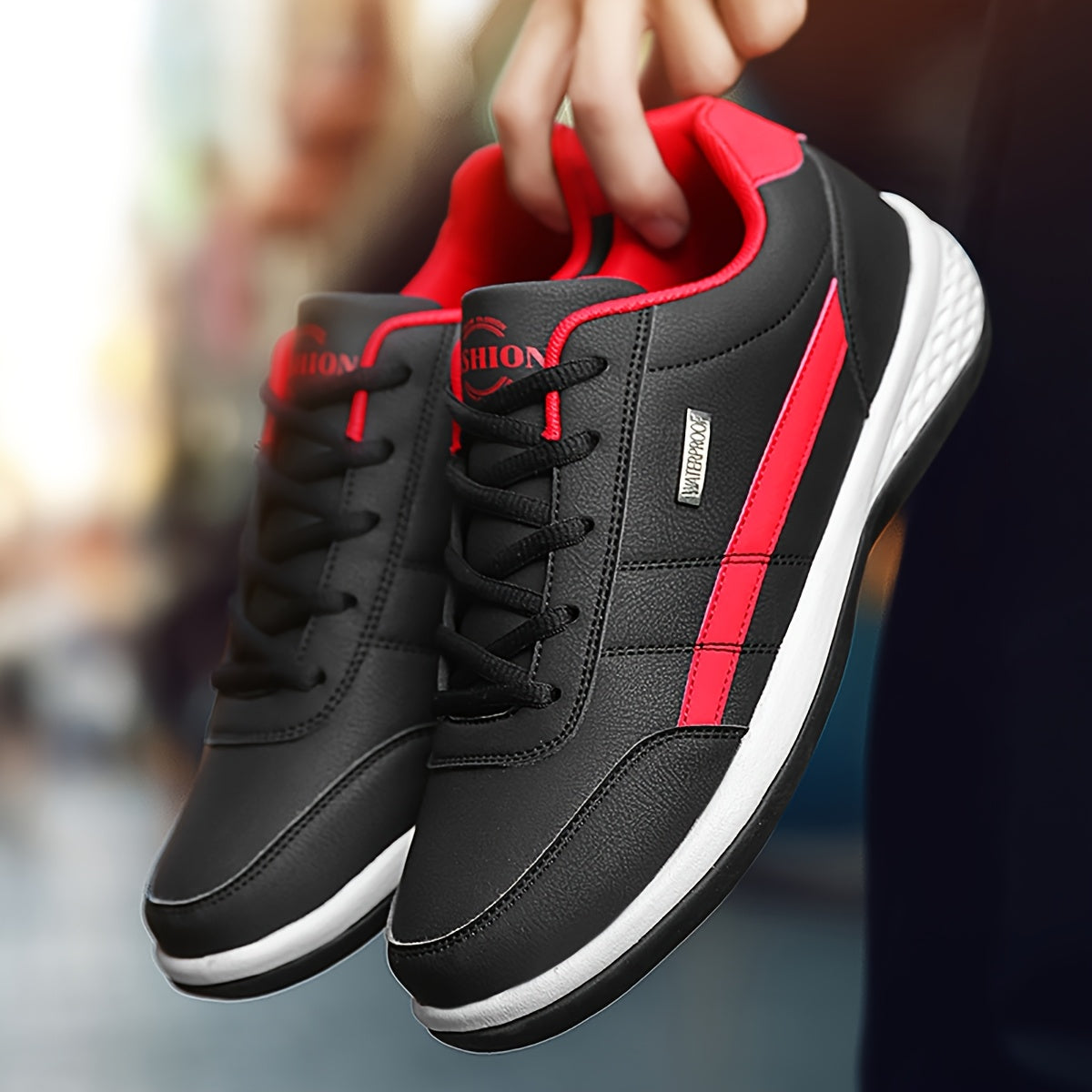 Men's Sporty Casual Sneakers - Durable PU Upper & Slip-Resistant MD Sole, Breathable Fabric Lining, Low-Top Lace-Up Design for Hiking, Running, Daily Wear - All-Season Comfortable Outdoor & Casual Shoes, Sleek Shoe Design, Se