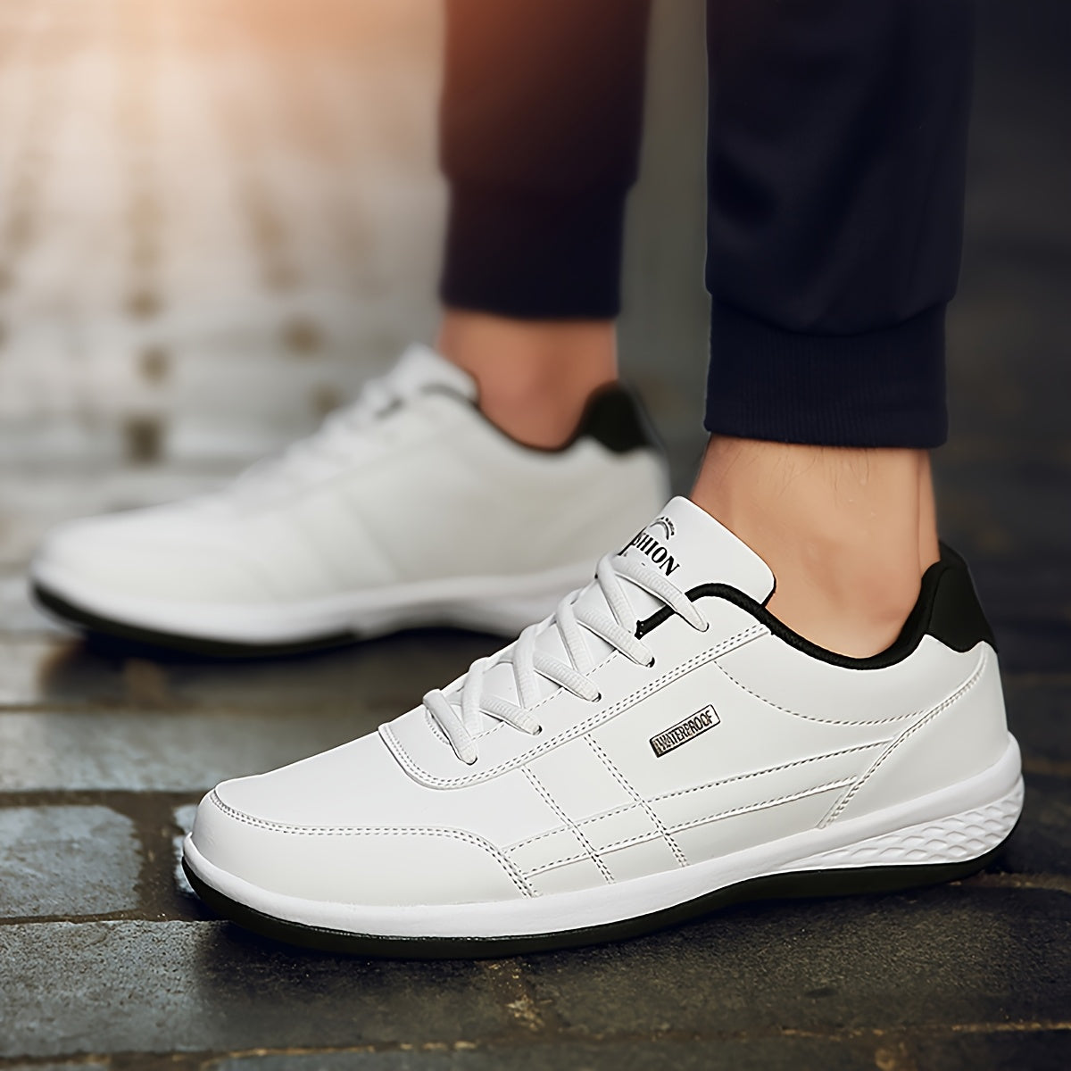Men's Sporty Casual Sneakers - Durable PU Upper & Slip-Resistant MD Sole, Breathable Fabric Lining, Low-Top Lace-Up Design for Hiking, Running, Daily Wear - All-Season Comfortable Outdoor & Casual Shoes, Sleek Shoe Design, Se