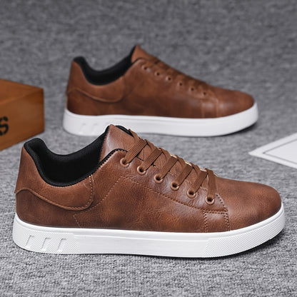 Men's Stylish Brown Sneakers - Casual & Sporty Lace-Up Shoes with Durable PVC Sole, Comfortable Fabric Lining for Casual Attire, Fitness Training, and Gym - Low-Top Design, Gym Footwear | Casual Fitness Shoes | Upper