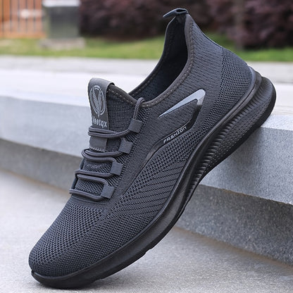 Men'S Breathable Knit Running Shoes - Lightweight, Non-Slip Sneakers for Gym, Basketball & Outdoor Adventures - Black with White Accents, Lace-Up Design, Perfect for Sports Enthusiasts, Gym Shoes, Sleek Sporty Look, Comfortab