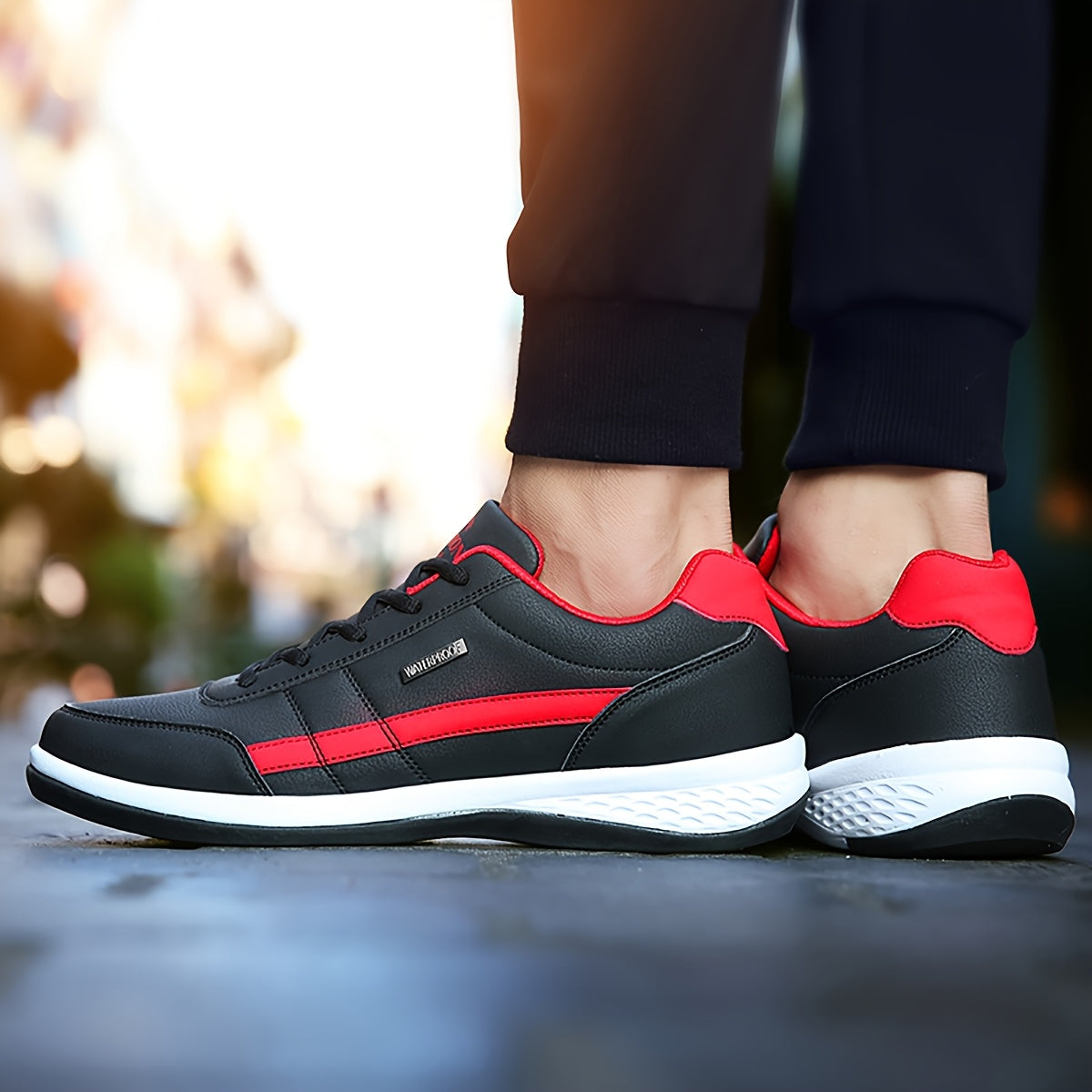 Men's Sporty Casual Sneakers - Durable PU Upper & Slip-Resistant MD Sole, Breathable Fabric Lining, Low-Top Lace-Up Design for Hiking, Running, Daily Wear - All-Season Comfortable Outdoor & Casual Shoes, Sleek Shoe Design, Se