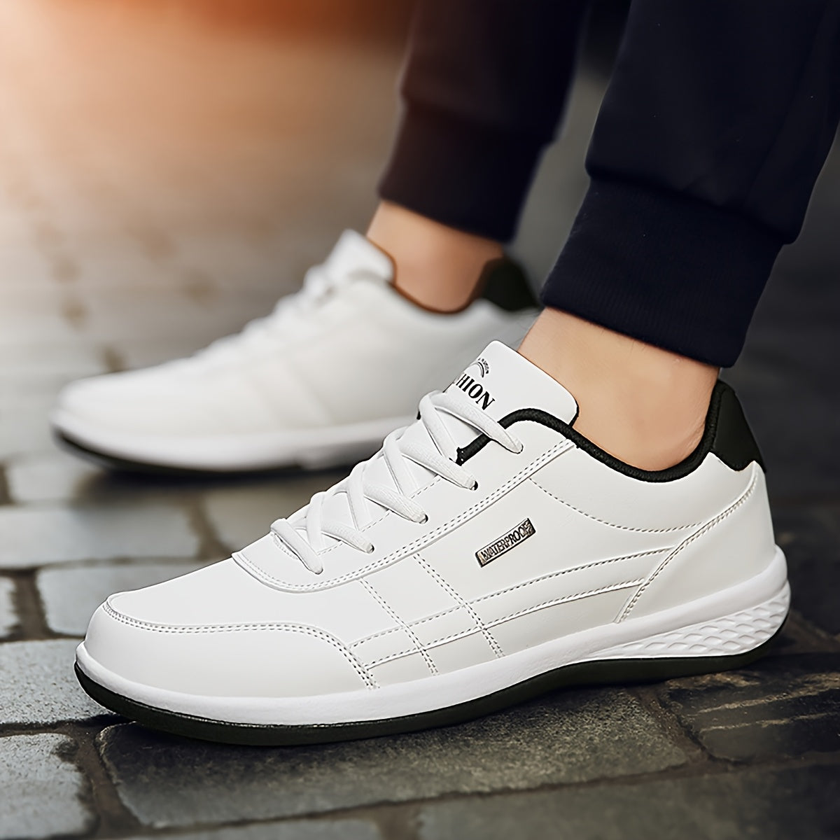 Men's Sporty Casual Sneakers - Durable PU Upper & Slip-Resistant MD Sole, Breathable Fabric Lining, Low-Top Lace-Up Design for Hiking, Running, Daily Wear - All-Season Comfortable Outdoor & Casual Shoes, Sleek Shoe Design, Se
