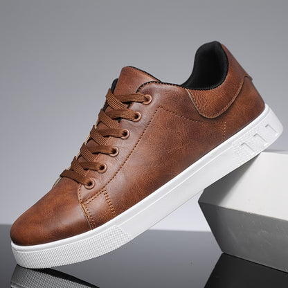 Men's Stylish Brown Sneakers - Casual & Sporty Lace-Up Shoes with Durable PVC Sole, Comfortable Fabric Lining for Casual Attire, Fitness Training, and Gym - Low-Top Design, Gym Footwear | Casual Fitness Shoes | Upper