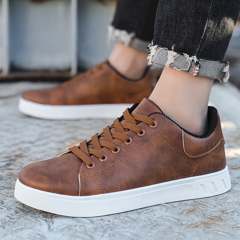 Men's Stylish Brown Sneakers - Casual & Sporty Lace-Up Shoes with Durable PVC Sole, Comfortable Fabric Lining for Casual Attire, Fitness Training, and Gym - Low-Top Design, Gym Footwear | Casual Fitness Shoes | Upper