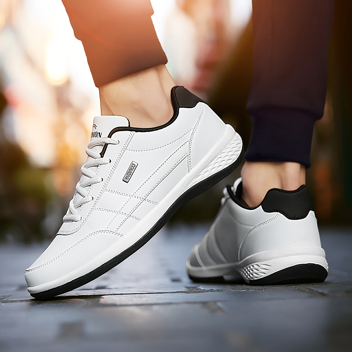 Men's Sporty Casual Sneakers - Durable PU Upper & Slip-Resistant MD Sole, Breathable Fabric Lining, Low-Top Lace-Up Design for Hiking, Running, Daily Wear - All-Season Comfortable Outdoor & Casual Shoes, Sleek Shoe Design, Se