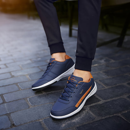 Men's Sporty Casual Sneakers - Durable PU Upper & Slip-Resistant MD Sole, Breathable Fabric Lining, Low-Top Lace-Up Design for Hiking, Running, Daily Wear - All-Season Comfortable Outdoor & Casual Shoes, Sleek Shoe Design, Se